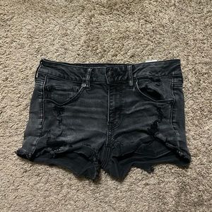 american eagle black jean shorts